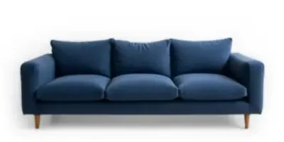 Blue 3-seater fabric sofa after professional dry cleaning by SKKS in Delhi